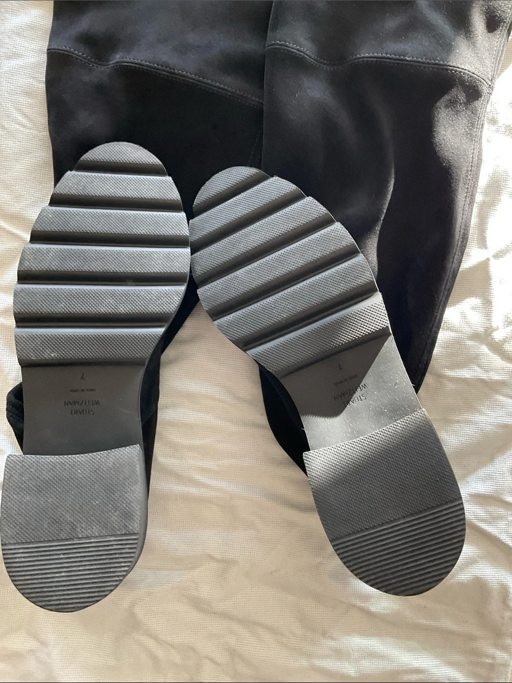 Stuart Weitzman Black Over-the-Knee Lug Sole Boots